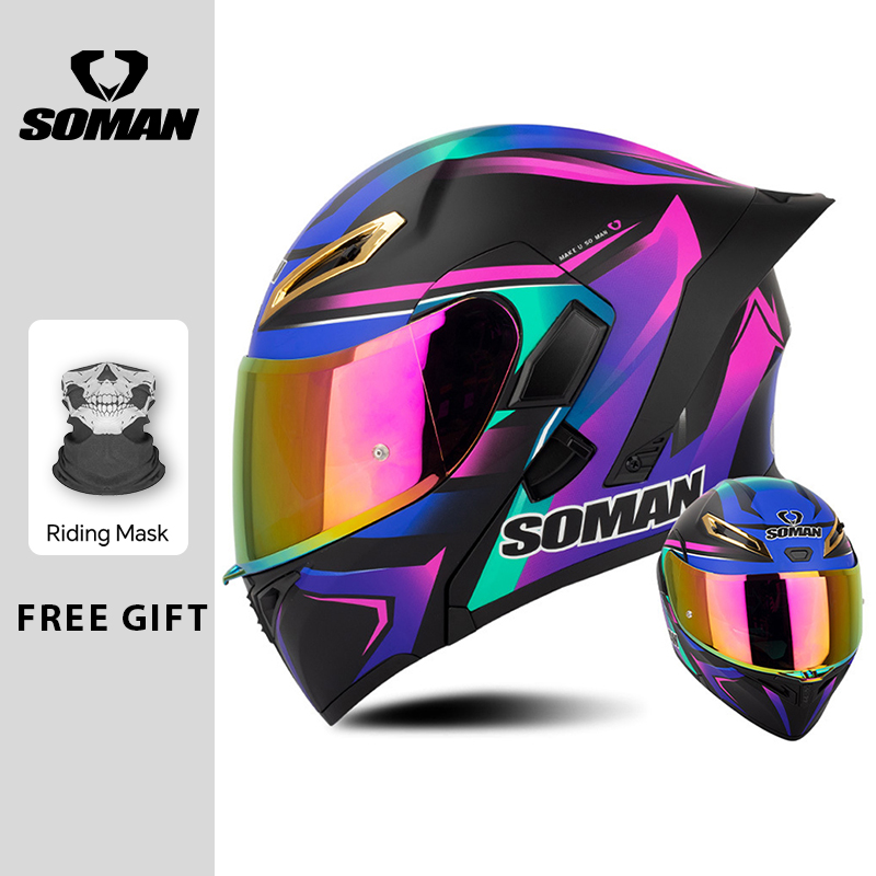 Unisex DOT Approved Dual Visor - Modular Flip Up Motorcycle Helmet Dot Approved ulasan dan harga